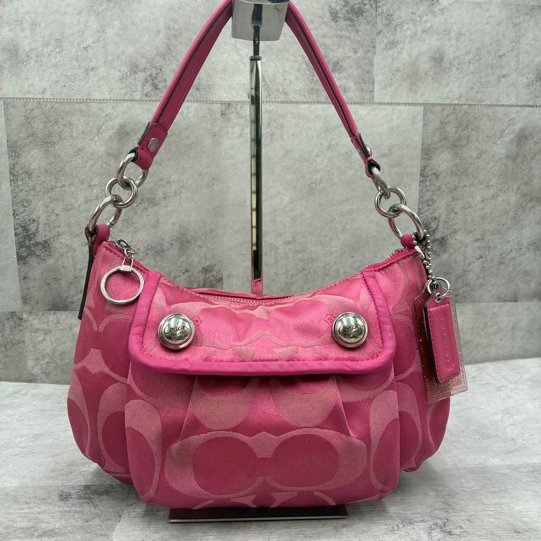 ✨稀少✨美品✨コーチ　ポピー　ショルダーバッグ　2way シグネチャー　ピンク