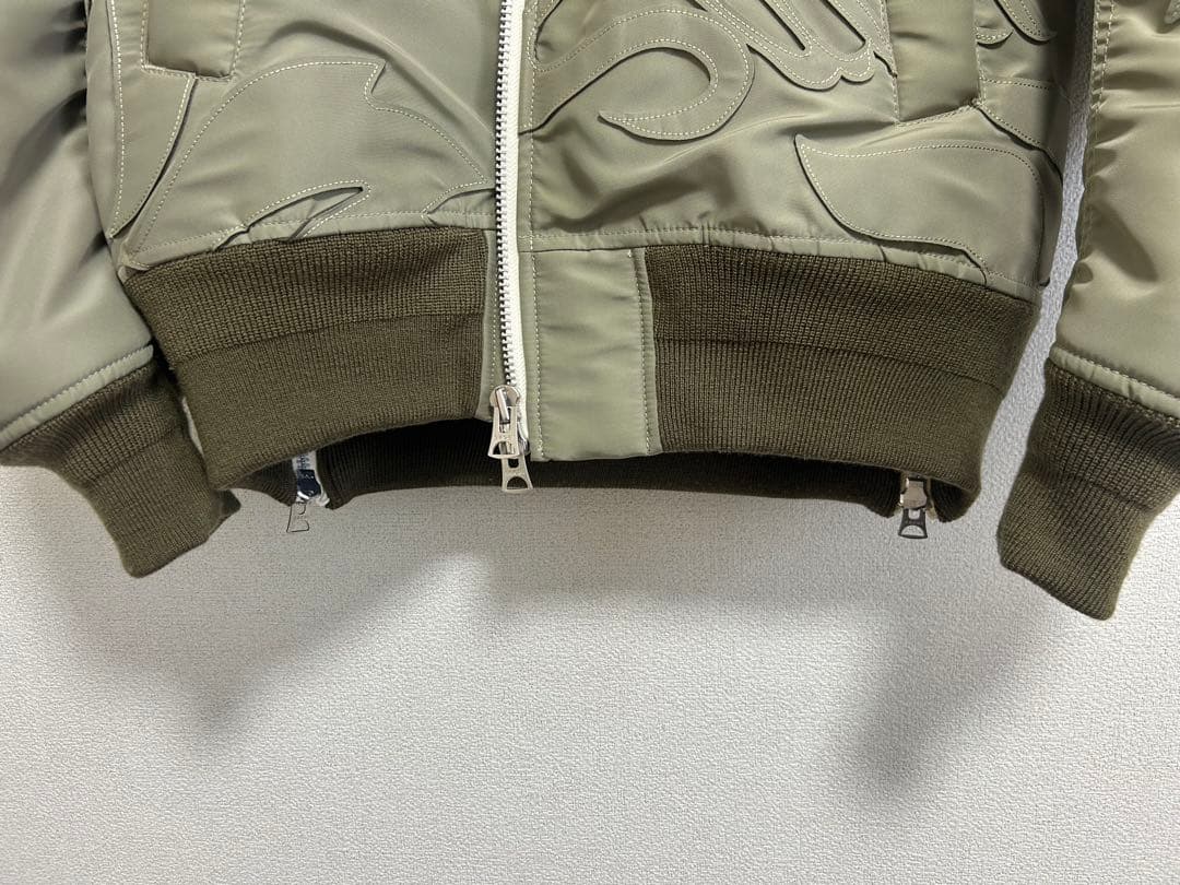 sacai MA-1 パッチワーク ナイロンジャケット サイズ1 カーキ サカイ