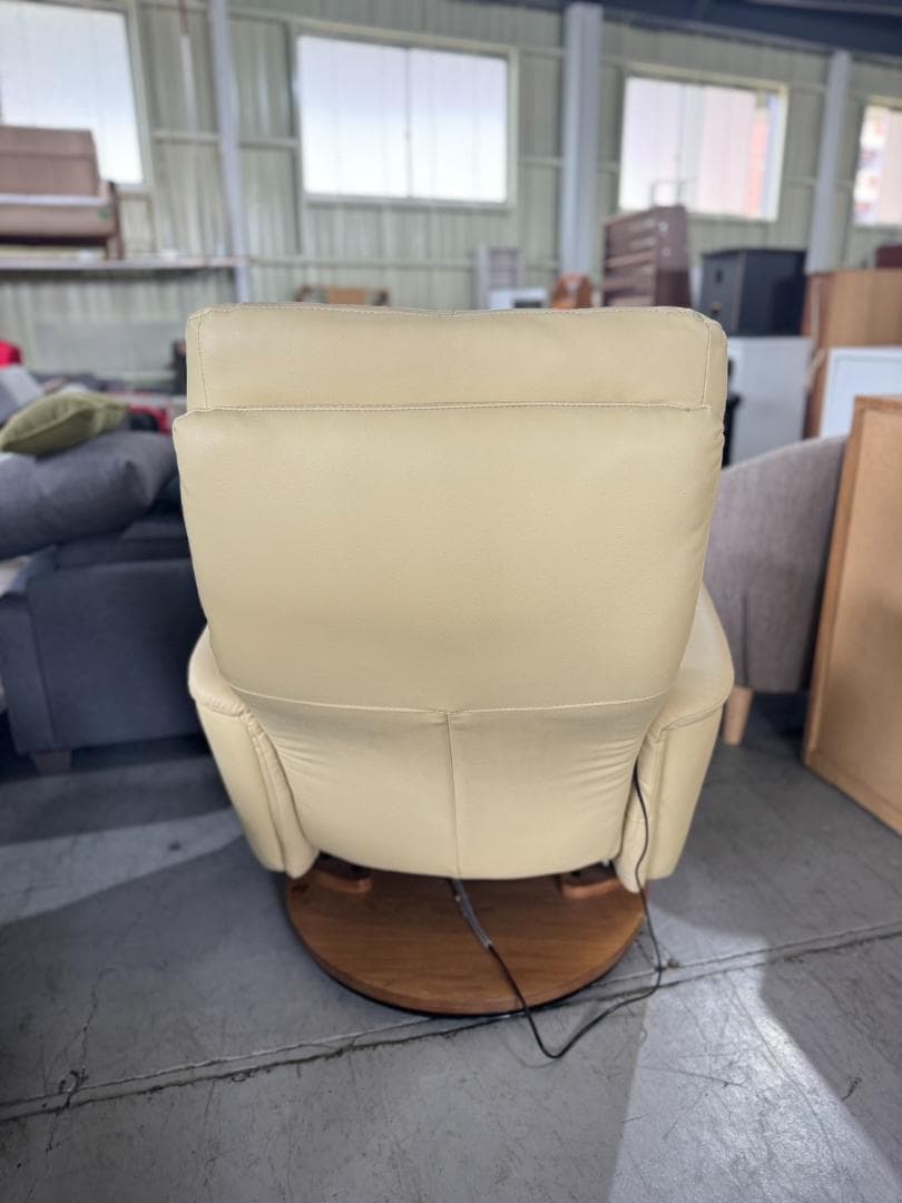 【濱田】電動リクライニングチェア クリーム色 s1057