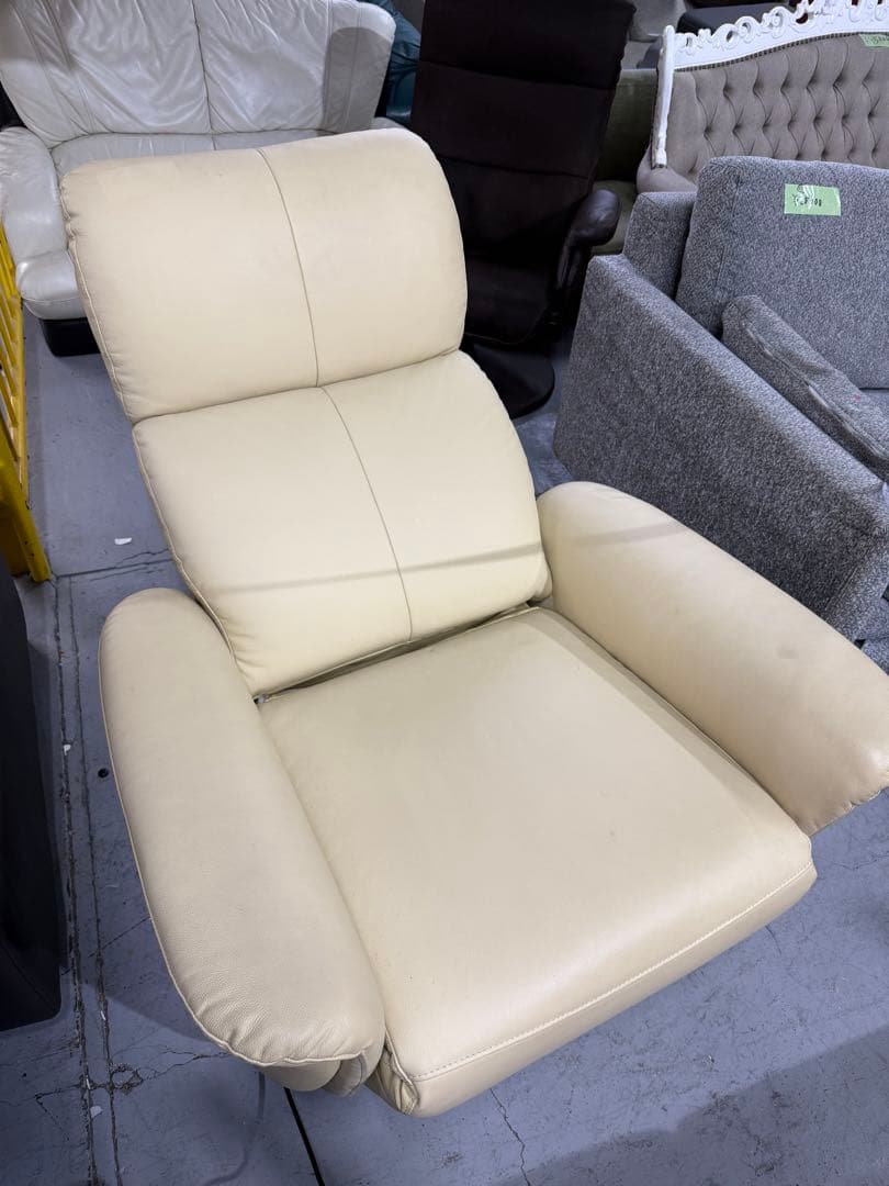 【濱田】電動リクライニングチェア クリーム色 s1057