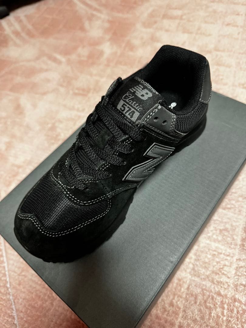 New Balance 574 オールブラック スニーカー (ML574EVE)