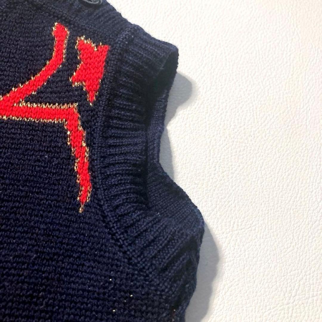 【近年モデル】GUCCI　ニットワンピース スター柄 ロゴ キッズ ネイビー 4