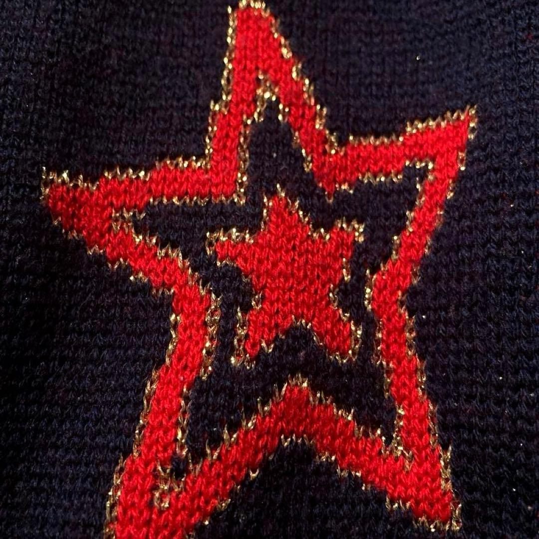 【近年モデル】GUCCI　ニットワンピース スター柄 ロゴ キッズ ネイビー 4