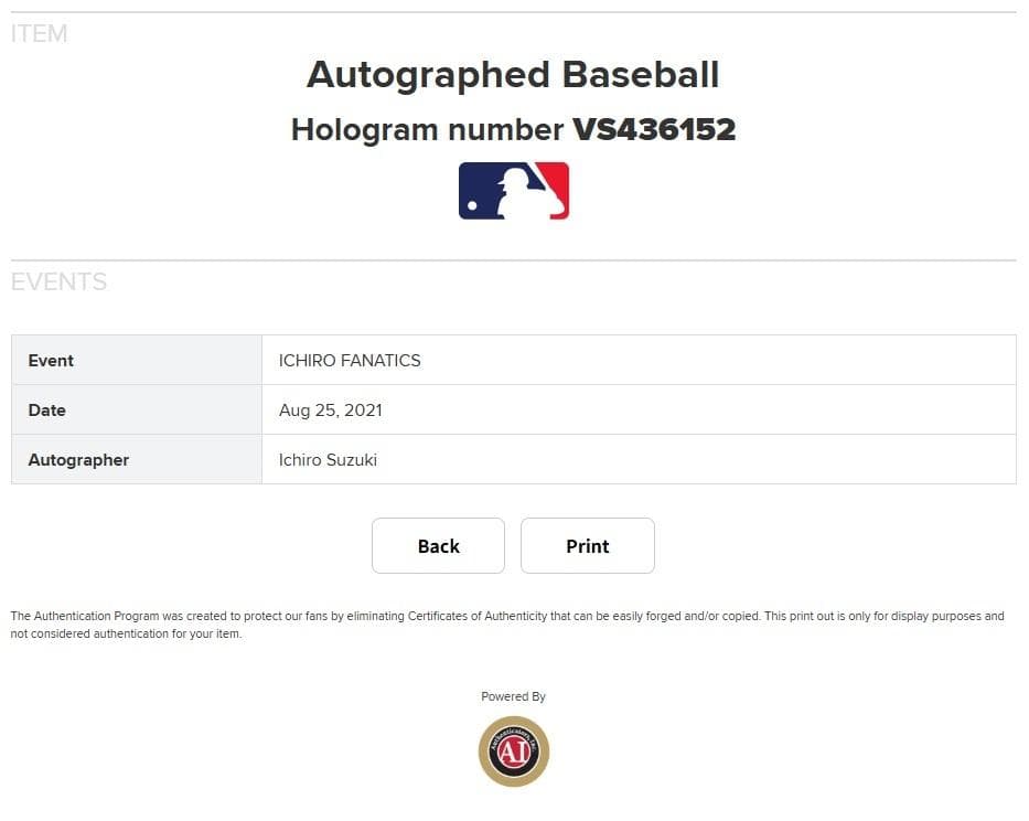 【至宝】イチロー★直筆サインベースボール★写真付き