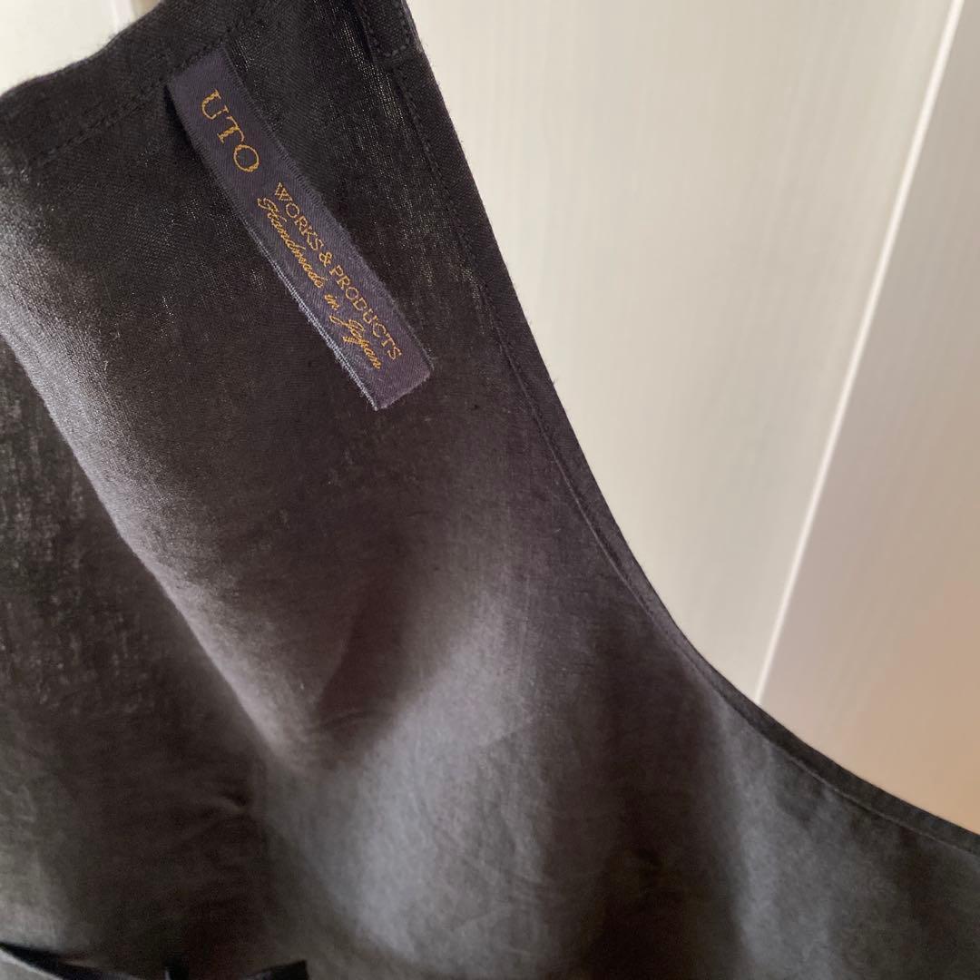 UTO フランスエプロン　リネン　ブラック