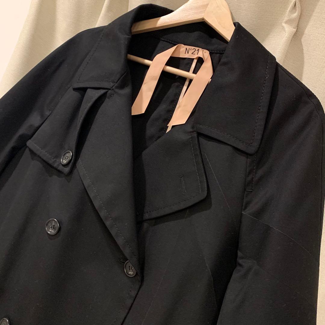 ☆美品☆N°21 ビッグロゴ トレンチコート ウィメンズ 40 BLK