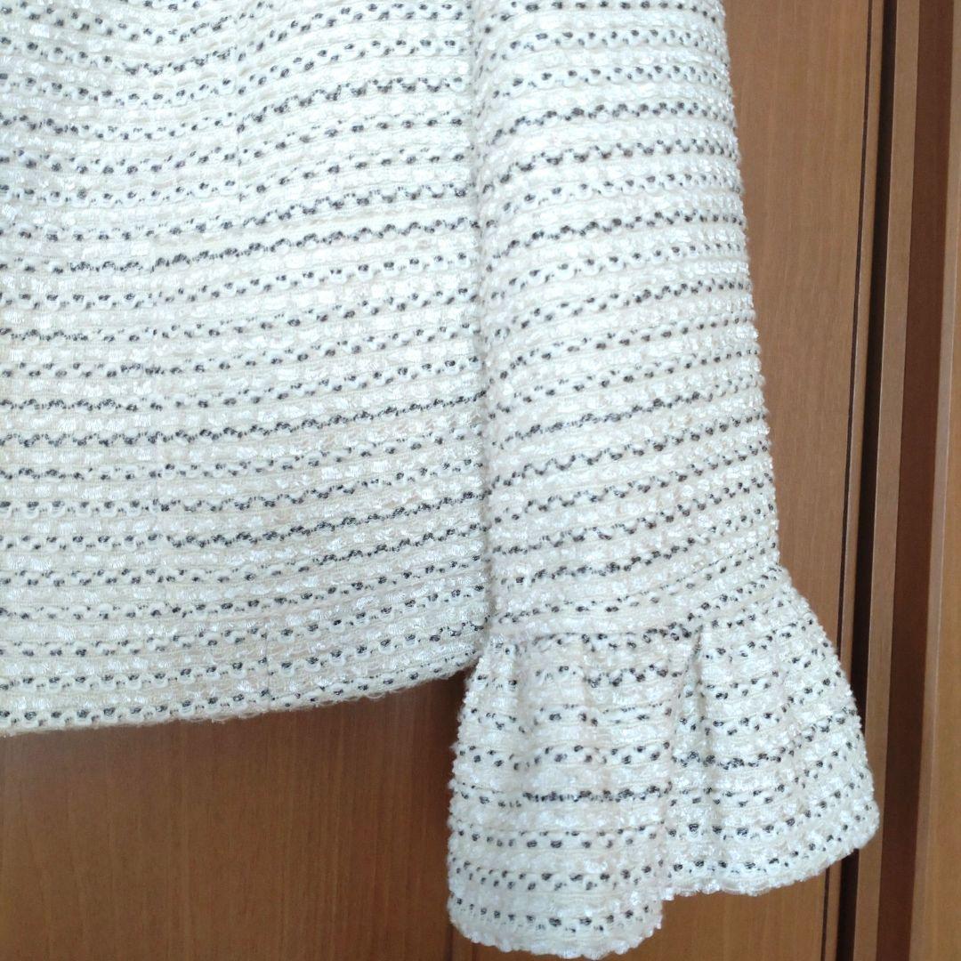 極美品【Rene】ルネ ツイード ジャケット ミンクファー フレアスリーブ 白