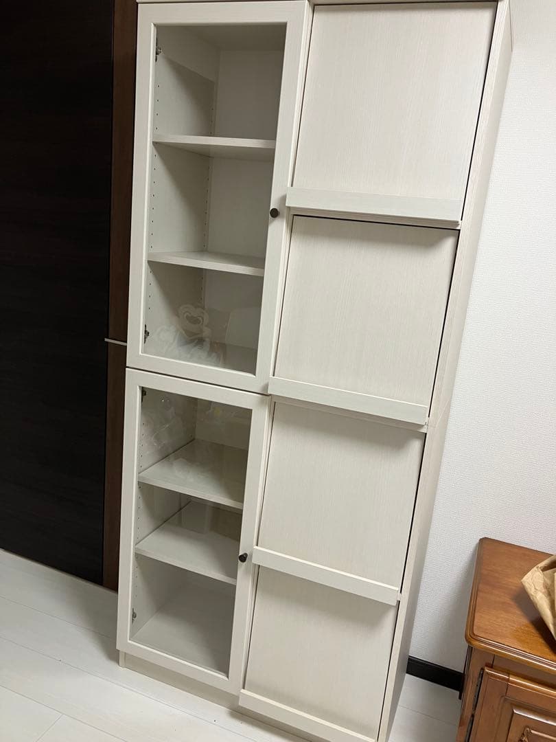 フラップ扉本棚 ビブリオGD80 WW ホワイトウォッシュ　ニトリ