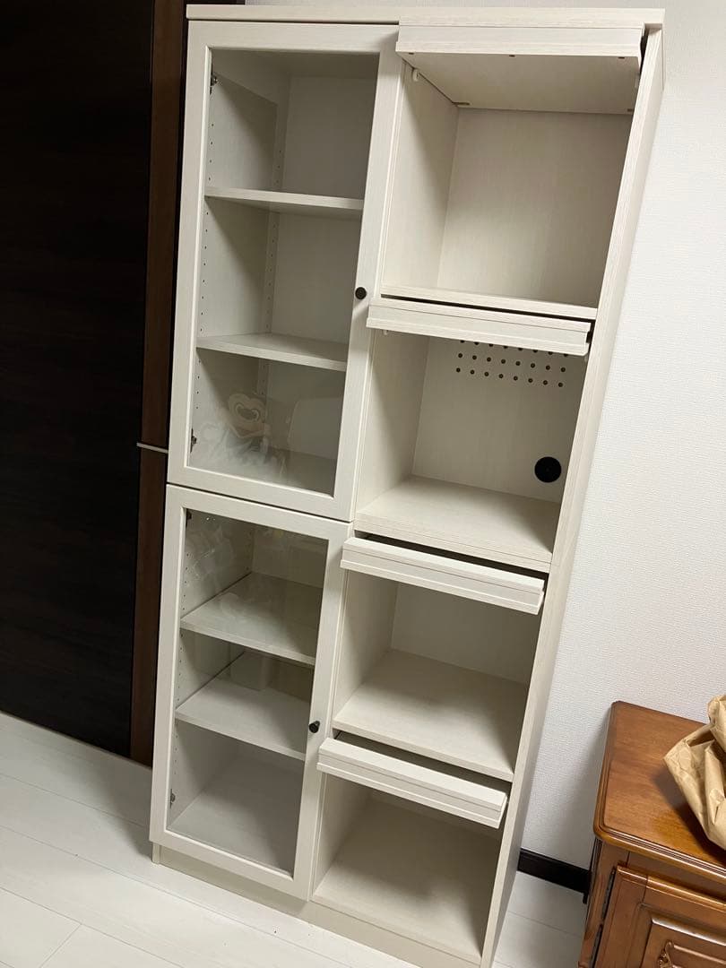 フラップ扉本棚 ビブリオGD80 WW ホワイトウォッシュ　ニトリ