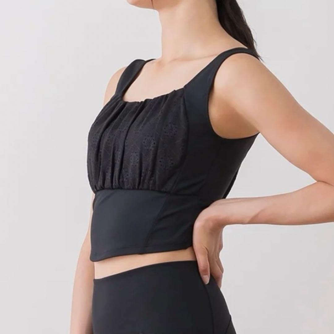 【SUKALA】フラワーレースブラトップ　ブラック　Lサイズ