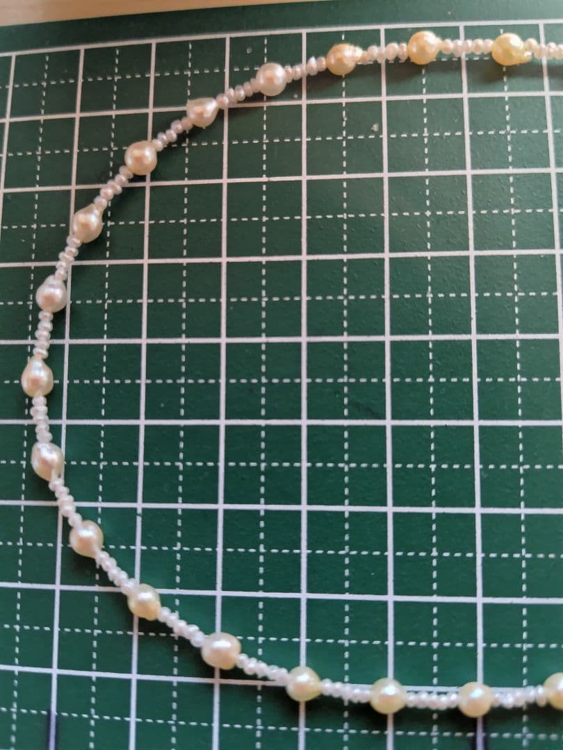 ②【訳あり格安】アコヤ真珠ベビーパール、あこや砂芥子パールの、オメガ風ネックレス