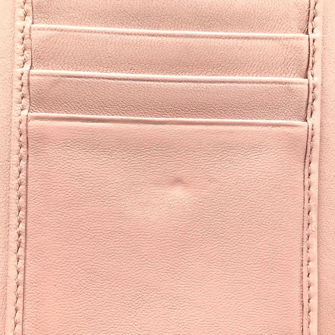 ミュウミュウ マテラッセ 折り財布 クリスタル ビジュー ピンク レザー