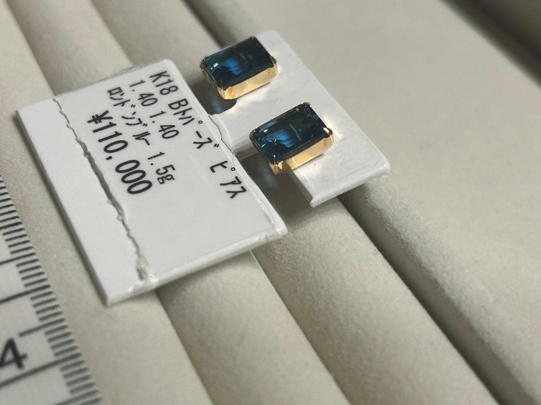 K18 ロンドンブルートパーズ ピアス total2.80ct