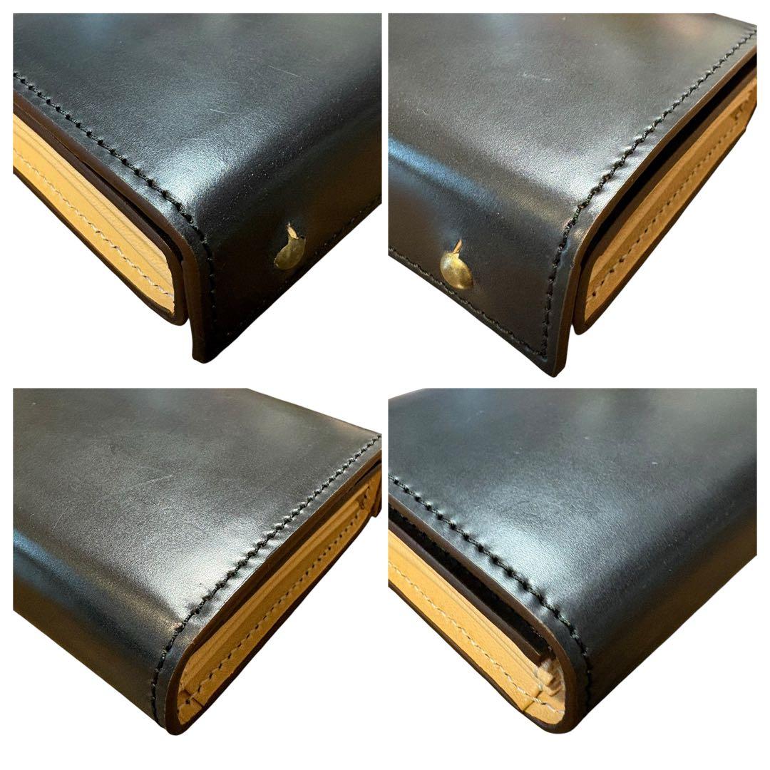 未使用級 エムピウ ミッレフォッリエ CORDOVAN27 三つ折り財布 黒色