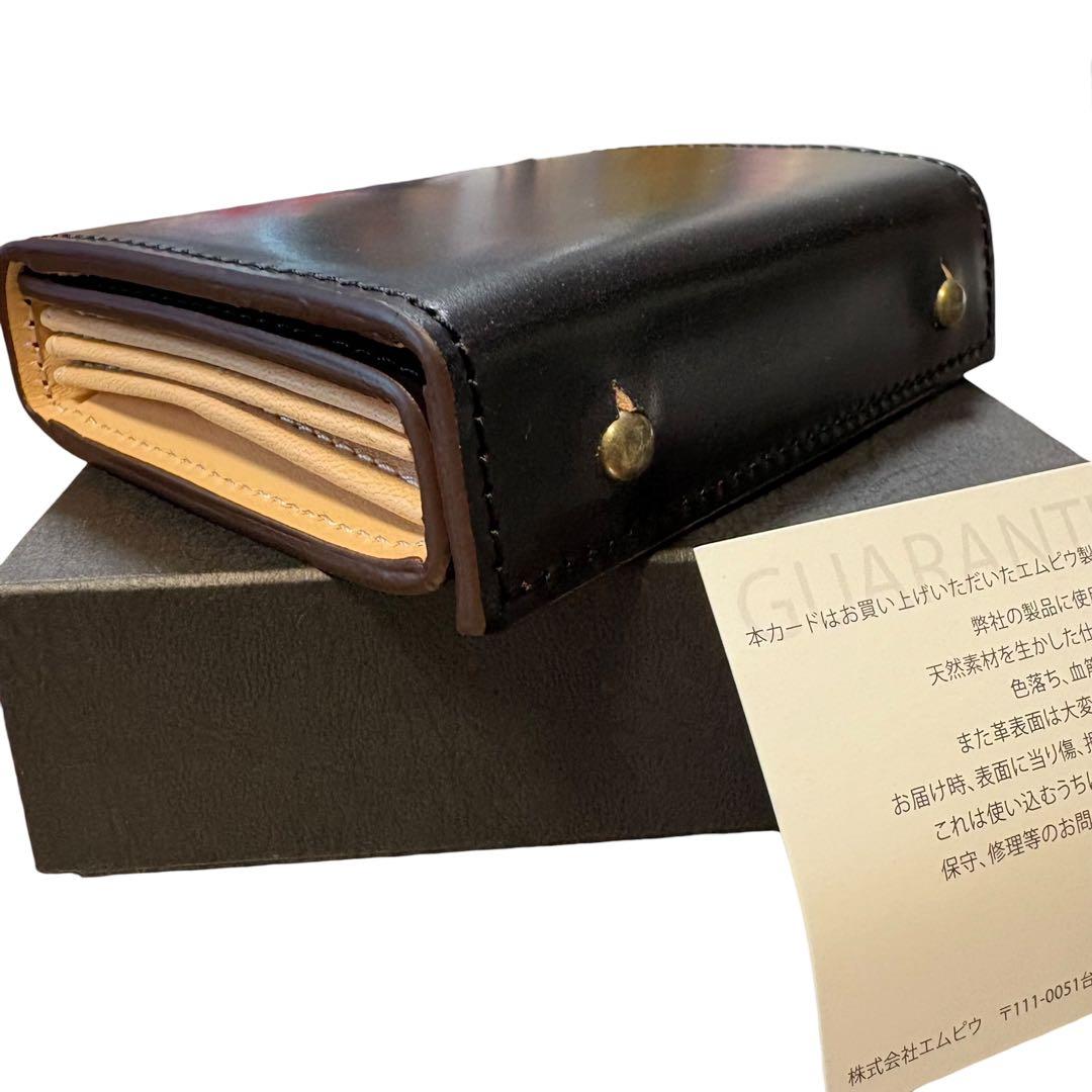 未使用級 エムピウ ミッレフォッリエ CORDOVAN27 三つ折り財布 黒色