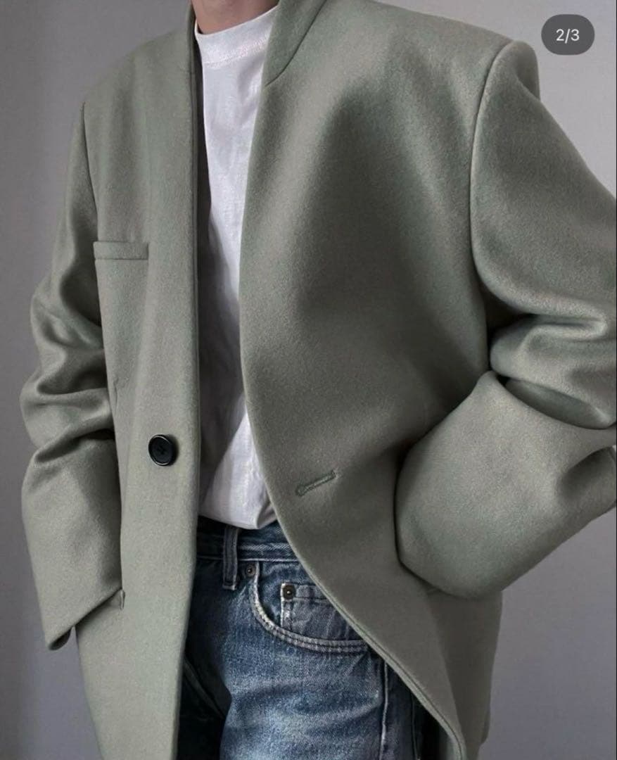 【digne】collarless jacket coat