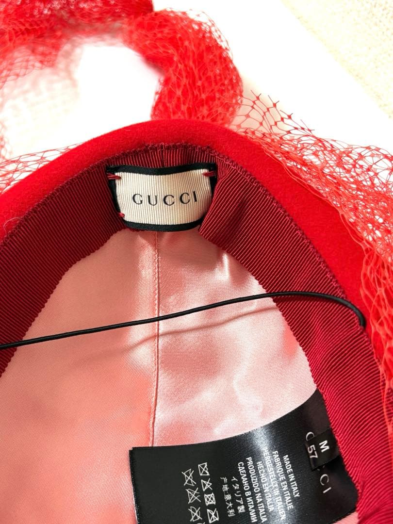 美品　未使用　GUCCI グッチ　帽子　ヴェール　Hat Veil M 57