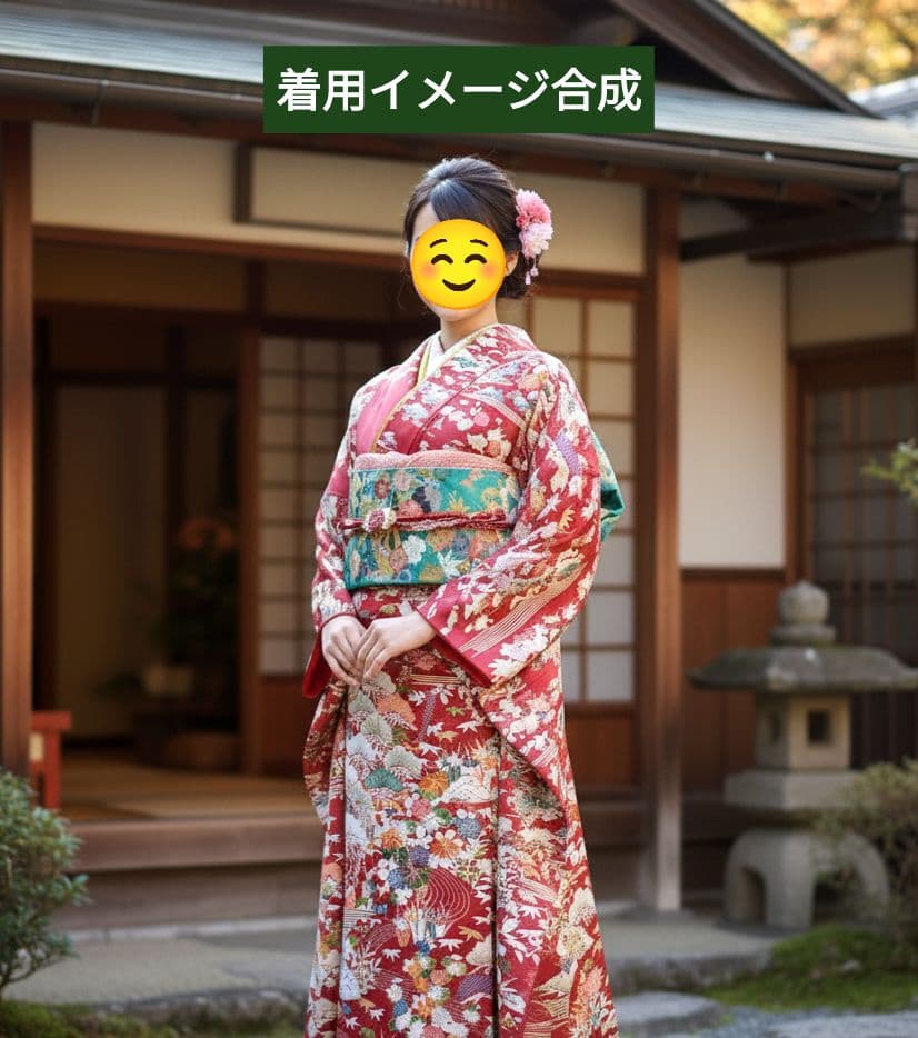 振袖フルセット　手描き総柄友禅　本物志向の方に　古典柄　作家　164/66.5