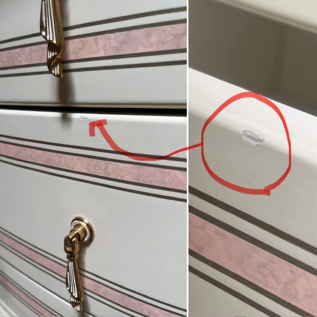 3段 チェスト 白家具 姫系 ロココ調 ピンク インテリア 箪笥 ミニチェスト