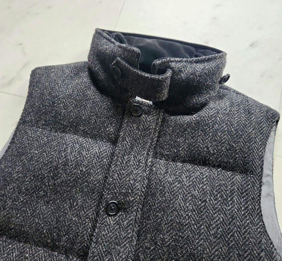 マーガレットハウエル 毛100% ダウンベスト 黒系 ハリスツイード Lサイズ