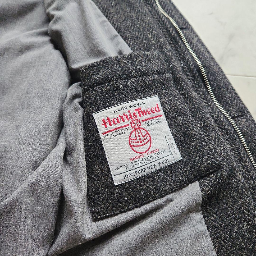 マーガレットハウエル 毛100% ダウンベスト 黒系 ハリスツイード Lサイズ