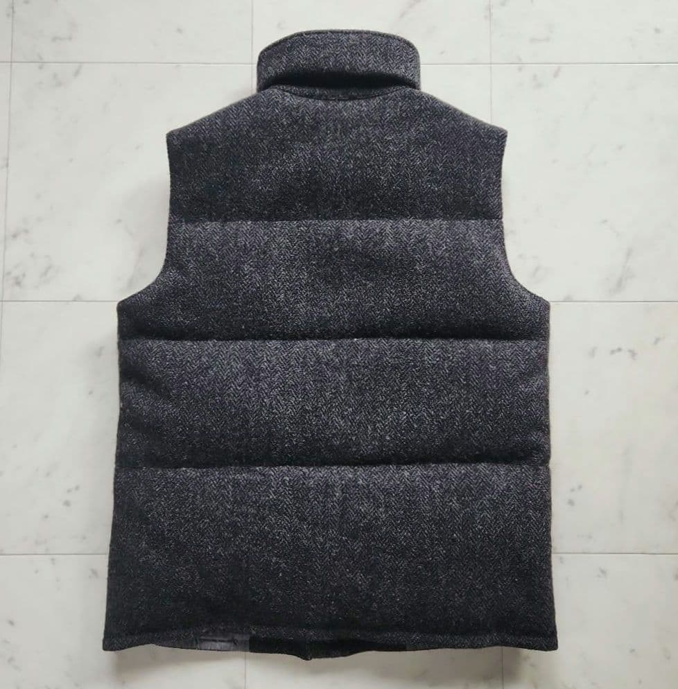 マーガレットハウエル 毛100% ダウンベスト 黒系 ハリスツイード Lサイズ