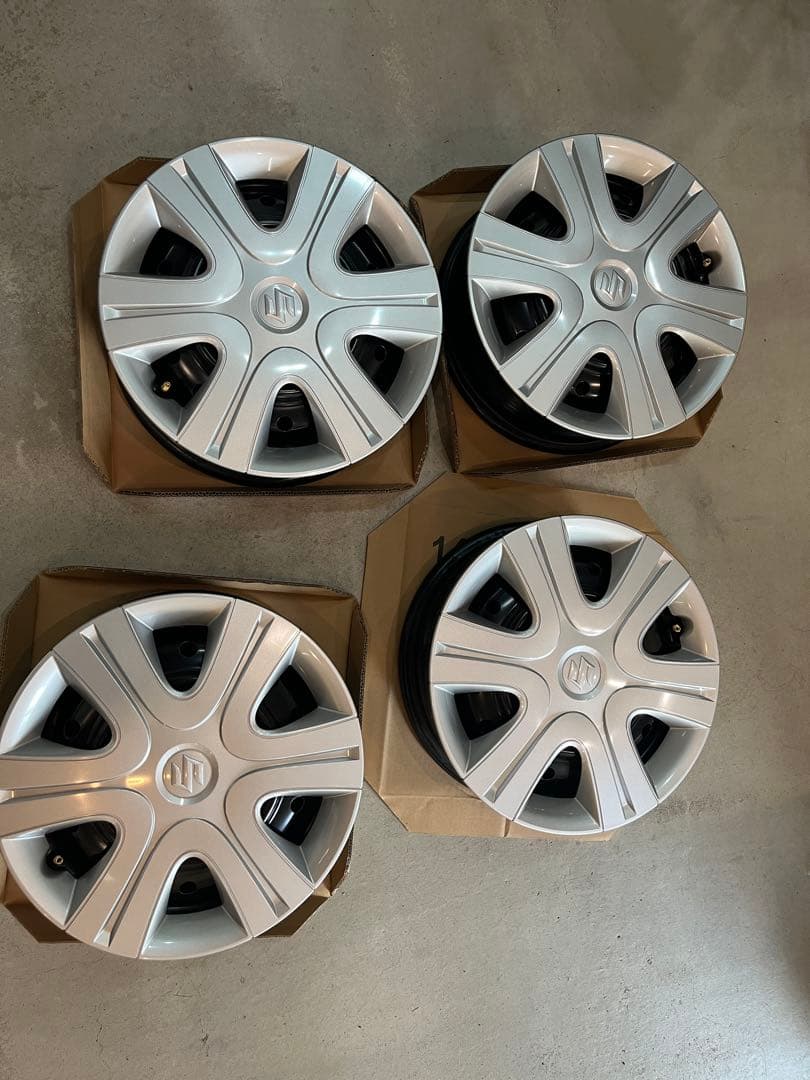 スズキ スペーシア14インチ 鉄 ホイール/キャップ 4枚セット