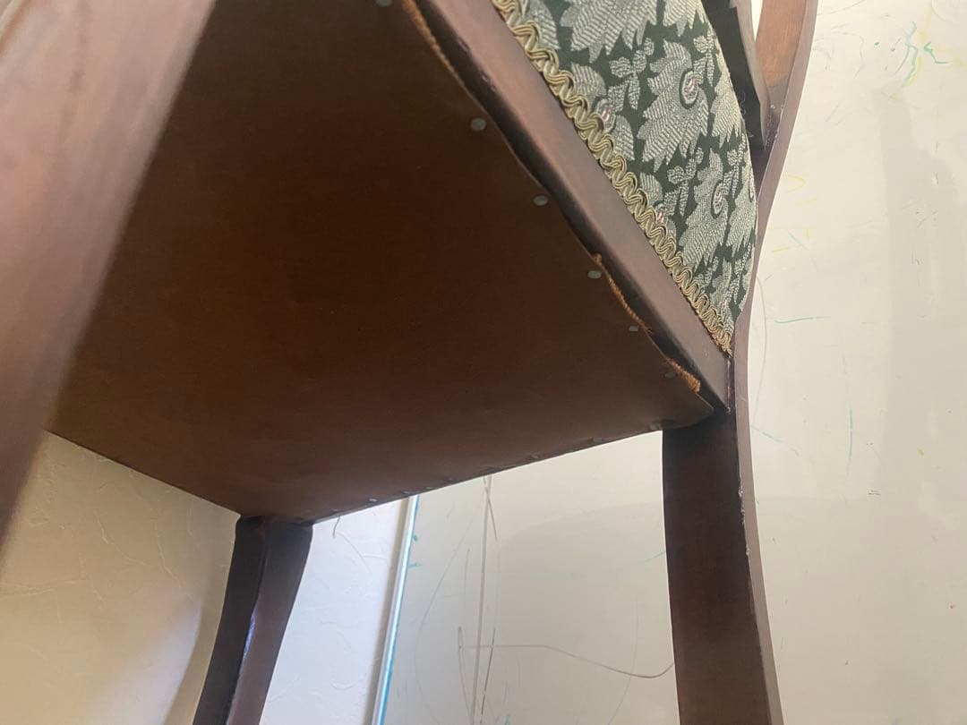 ペ*★様 クラシックスタイル 木製チェア 緑色クッション　椅子　アンティーク