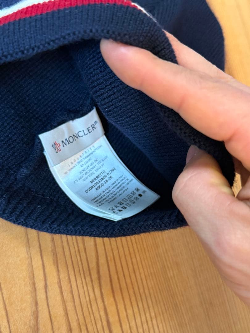 MONCLER ネイビー ニット帽 メンズS レディースM モンクレール