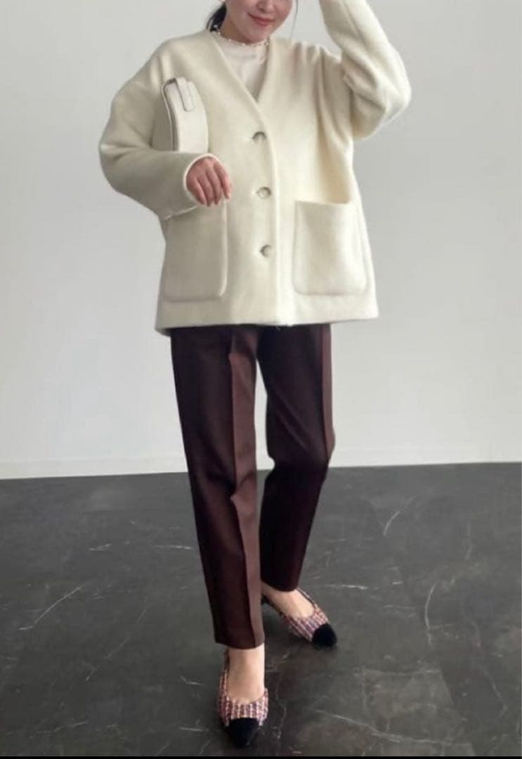 【未使用タグ付き】OHGA シャギーコーディガン　ホワイト