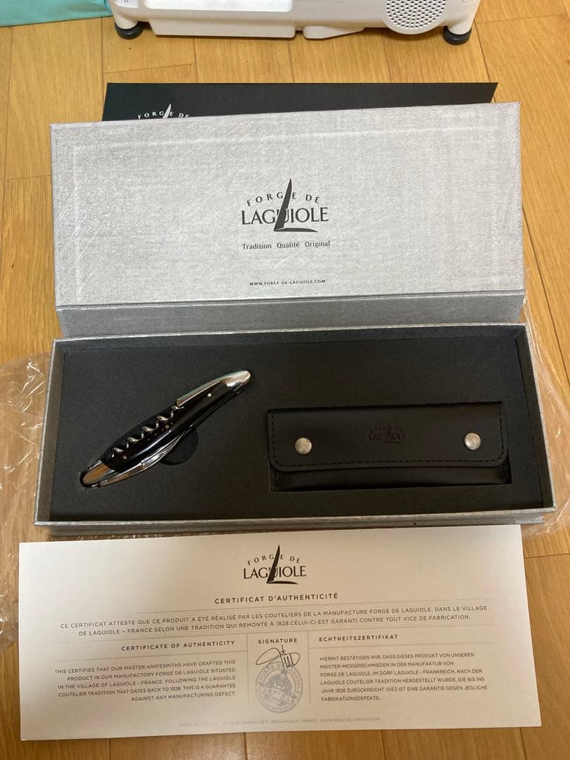 【新品未使用品】フォルジュドライヨール高級ソムリエナイフ本格派牛角　黒オシャレ