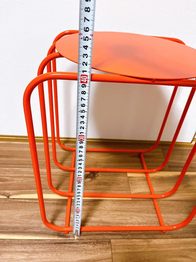 オレンジ 円形 サイドテーブル　レトロポップ