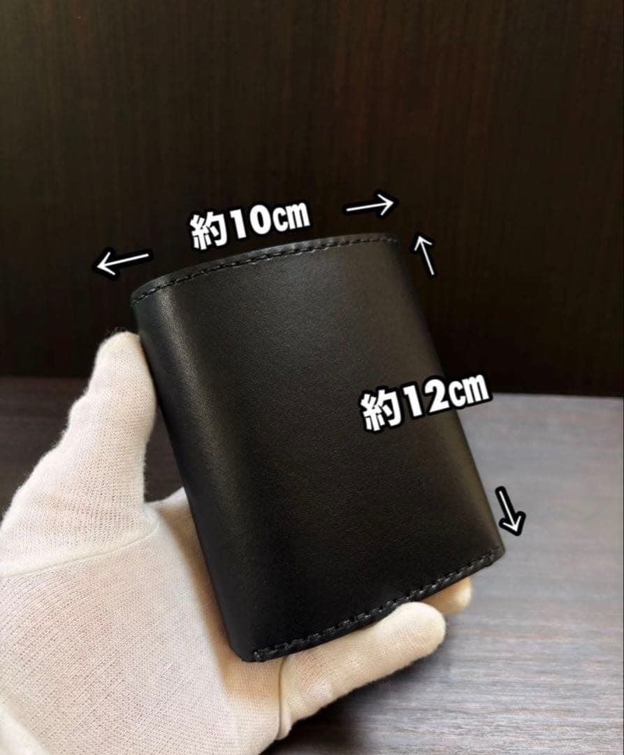 牛ヌメ革　ハンドメイド　折り財布　栃木レザー（サドルレザー）メンズ　ライダース