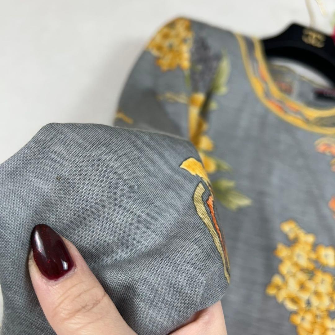 K676 XL レオナール シルク混 カットソー グレー オレンジ レディース