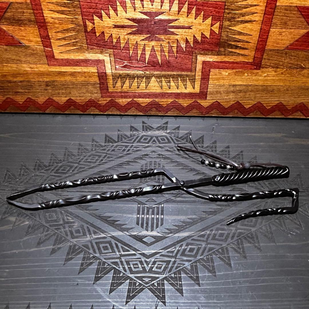 No.4 ツイスト薪ハサミ　火ハサミ　薪ハサミ　オリジナル薪ハサミ