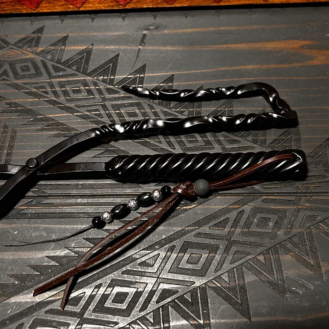 No.4 ツイスト薪ハサミ　火ハサミ　薪ハサミ　オリジナル薪ハサミ