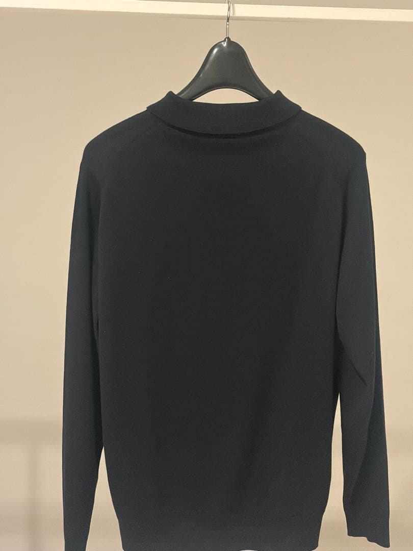 ジョンスメドレー　長袖ニットポロシャツ　黒　ブラック　メンズ　M