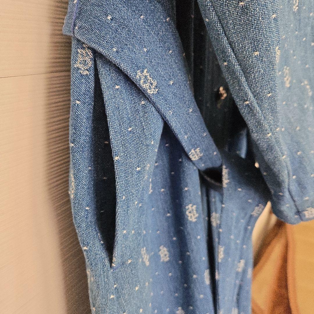 インゲボルグ　地模様織りデニムチェスターコート　インディゴ