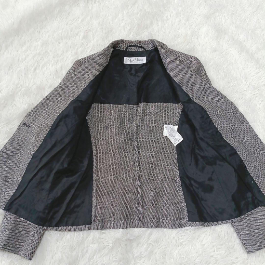 マックスマーラ 白タグ ツイート スカートスーツ リネン セットアップ 格子