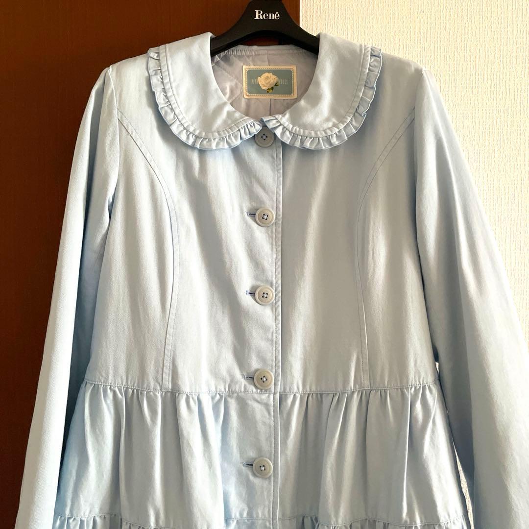 ♡ピンクハウス♡ ホワイトローズ　ロングコート　水色