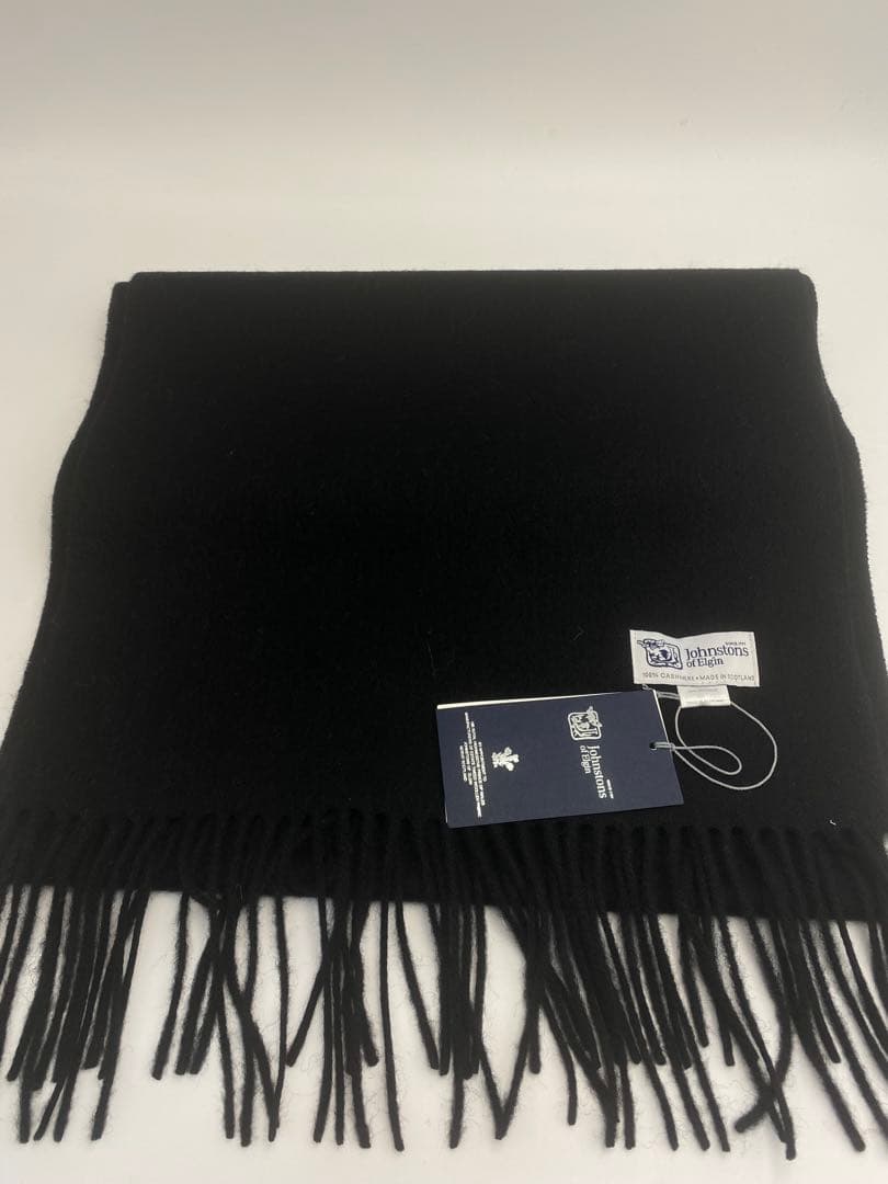 ジョンストンズ JOHNSTONS マフラー 中判ストール　スカーフ　ブラック