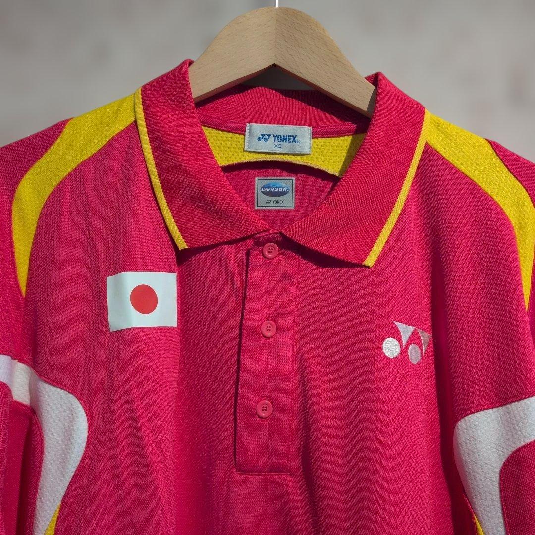 YONEX バドミントン日本代表　ピンクイエローシャツ XO