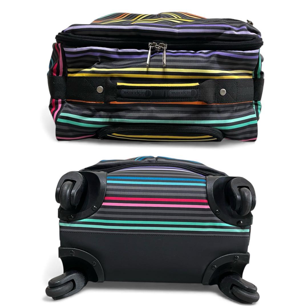 レア レスポートサック キャリーケース 4輪 マルチストライプ ブラック 旅行
