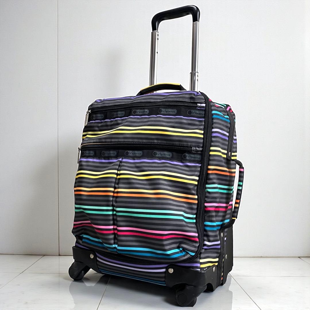 レア レスポートサック キャリーケース 4輪 マルチストライプ ブラック 旅行