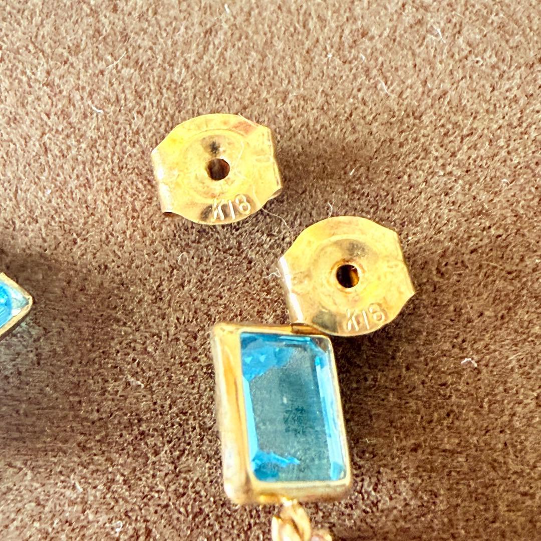 K18 フラワー　香水　モチーフ　ピアス　750 YG