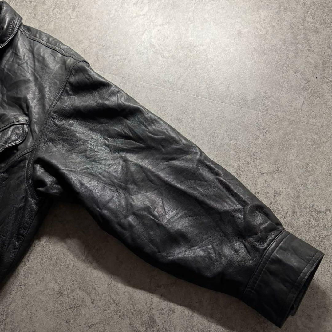 【80s vintage】フライトジャケット　A-2 ボンバー　本革　短丈　黒