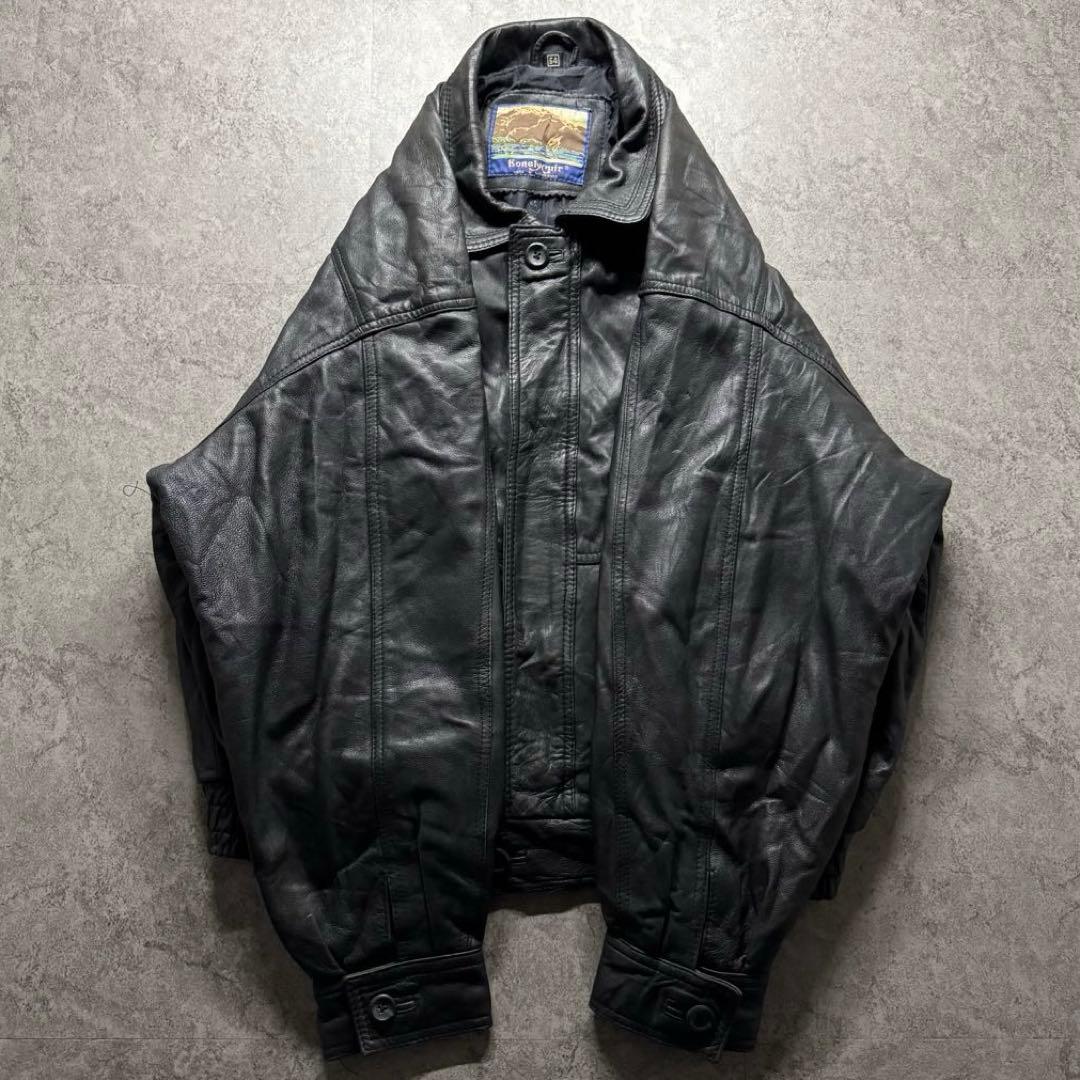 【80s vintage】フライトジャケット　A-2 ボンバー　本革　短丈　黒