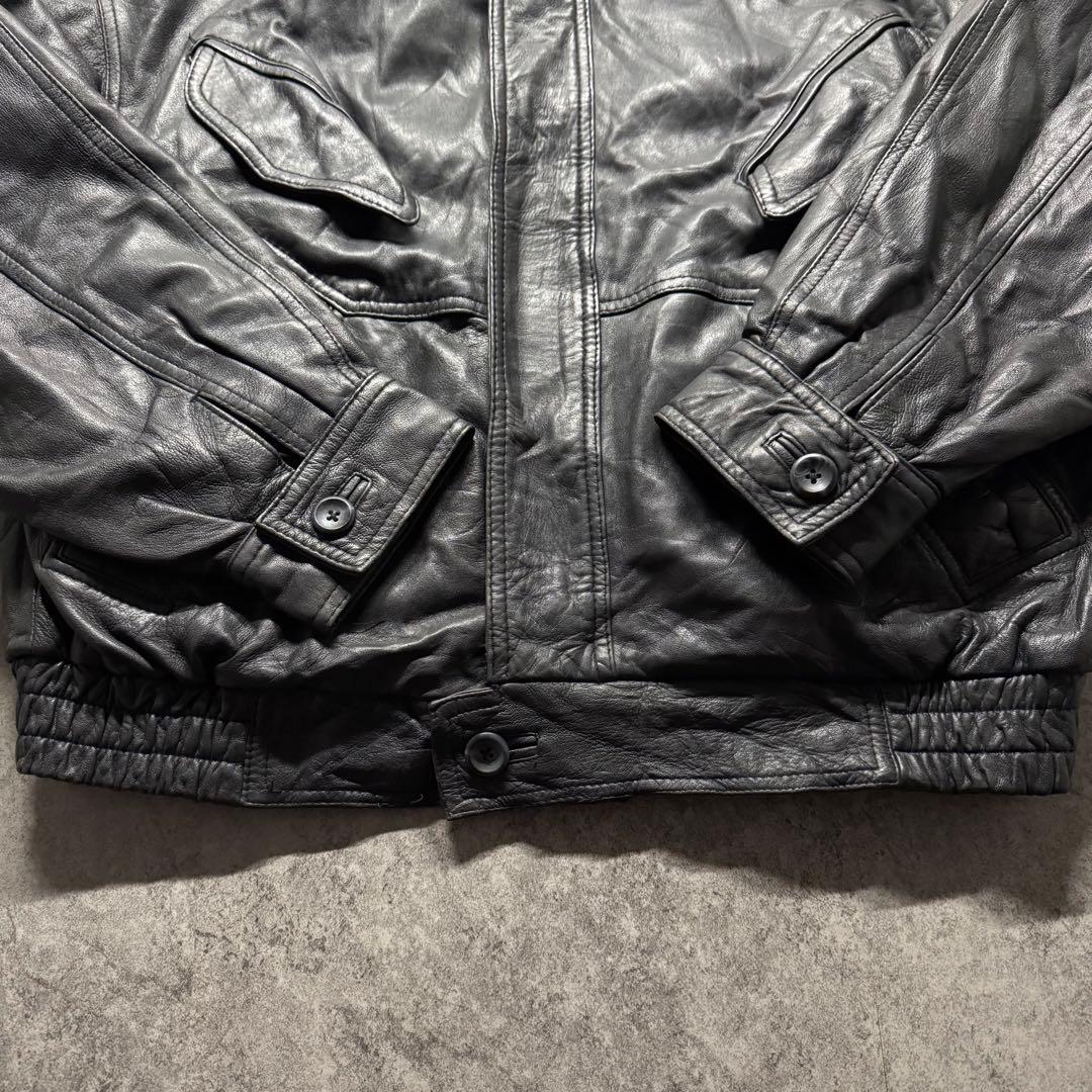 【80s vintage】フライトジャケット　A-2 ボンバー　本革　短丈　黒