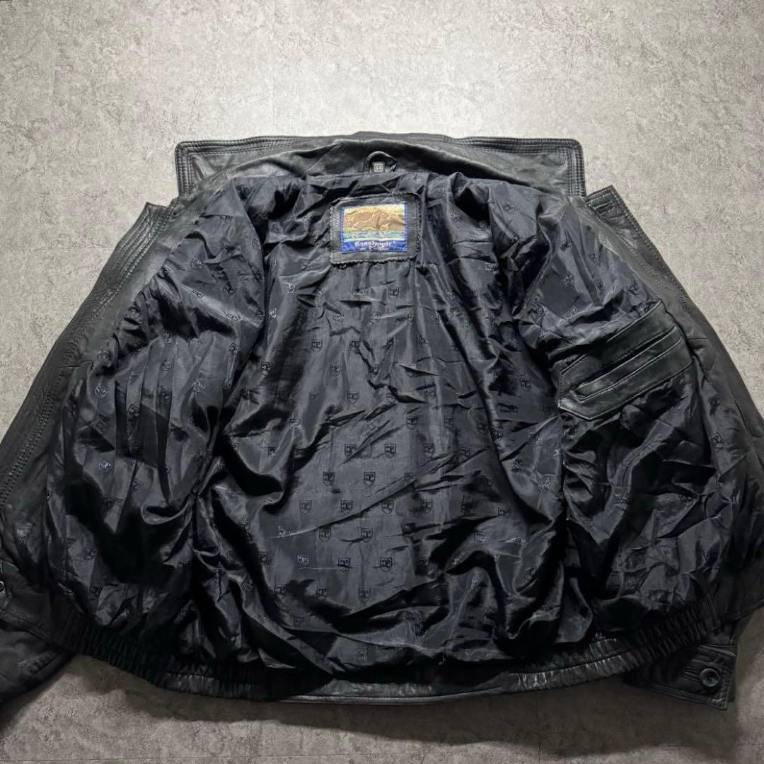 【80s vintage】フライトジャケット　A-2 ボンバー　本革　短丈　黒