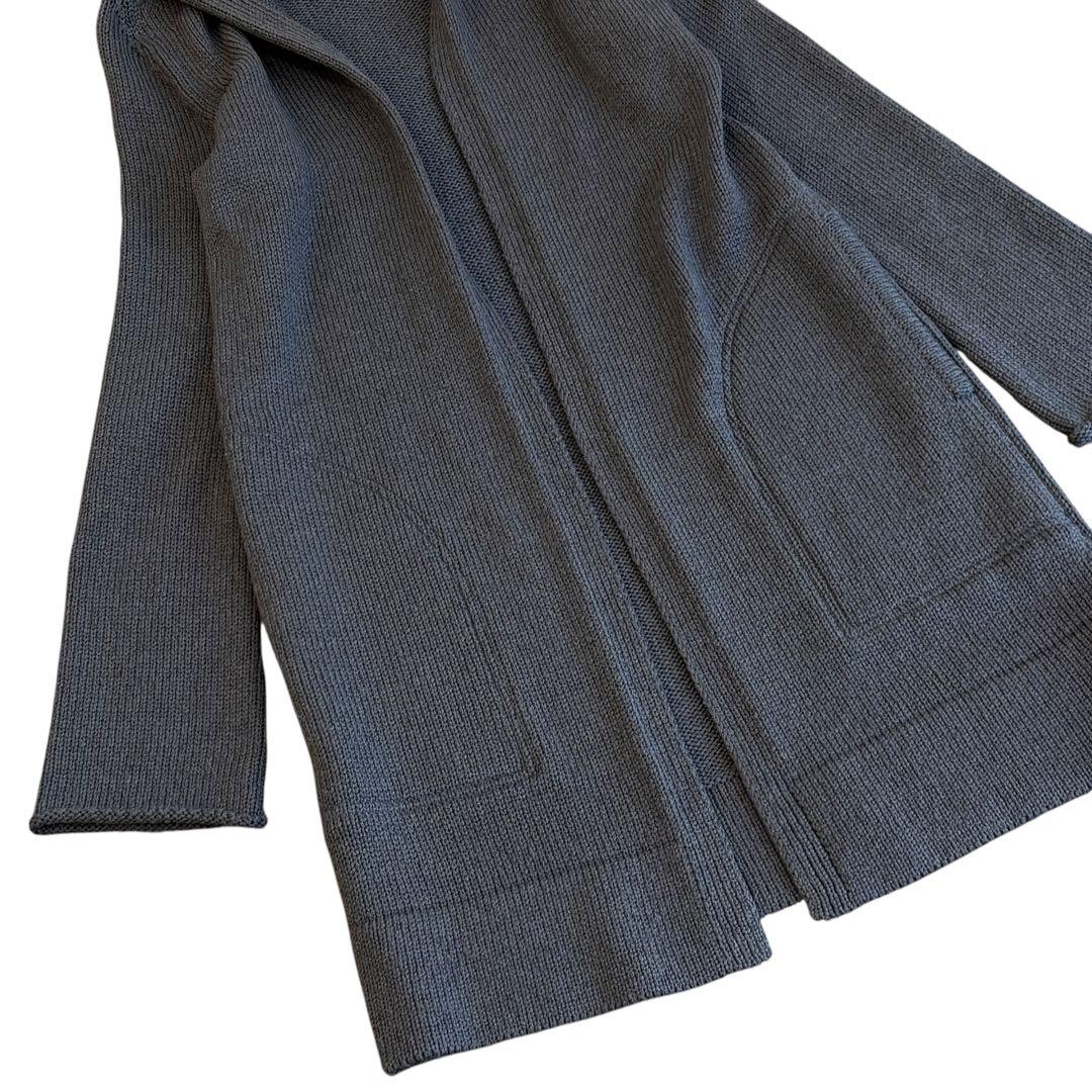 美品　FOXEY フォクシー フード付ロングニットコート グレー 日本製